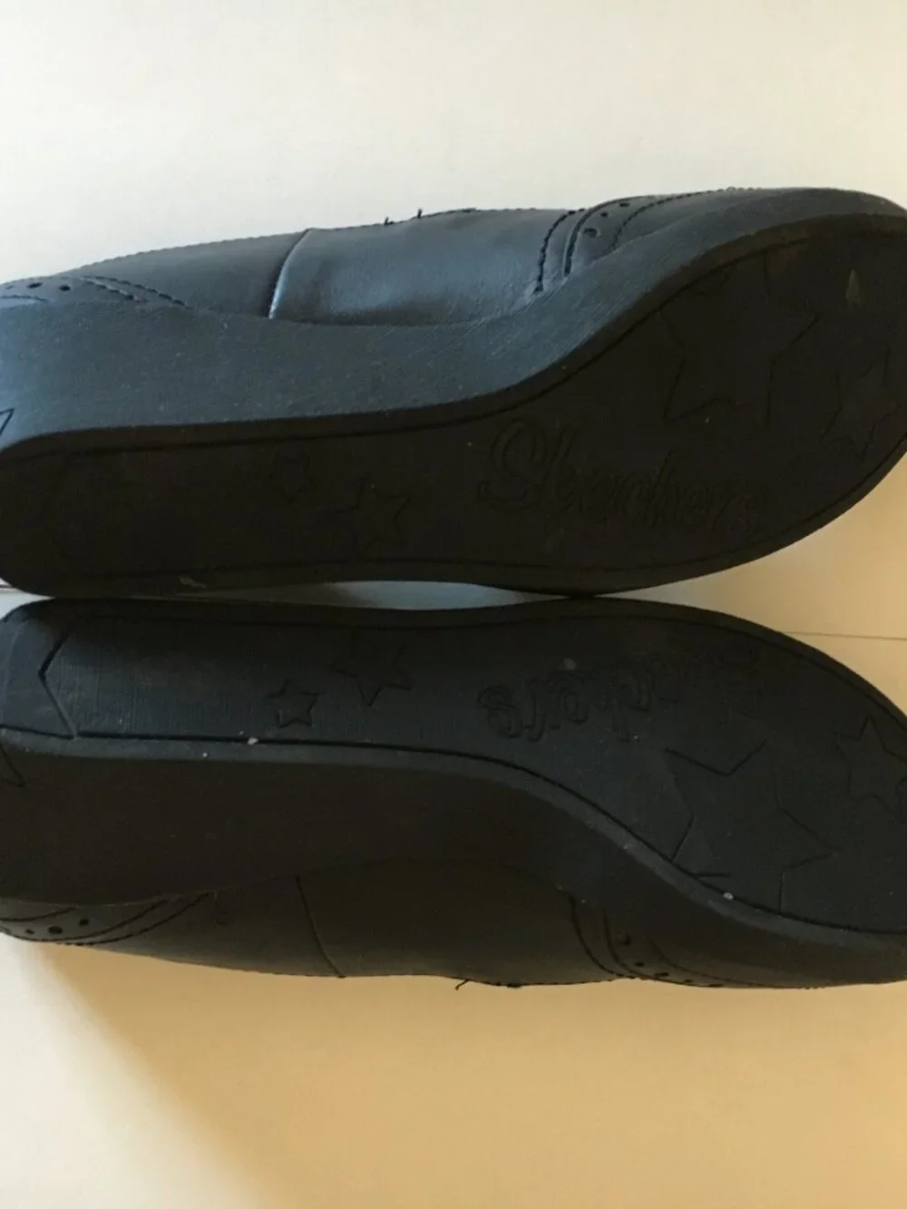 Skechers Black Mary Jane Shoes 7.5 Wedge Leather Buckle Twee Dark Academia